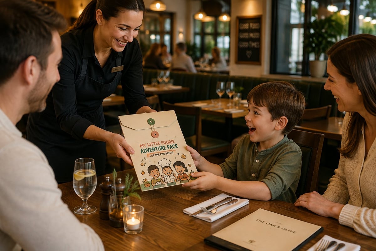 Child enjoying a restaurant activity book at the table