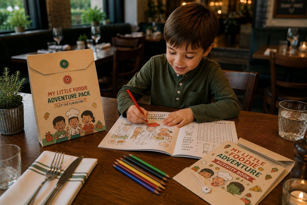 My Little Foodie Adventure children's restaurant activity pack concept